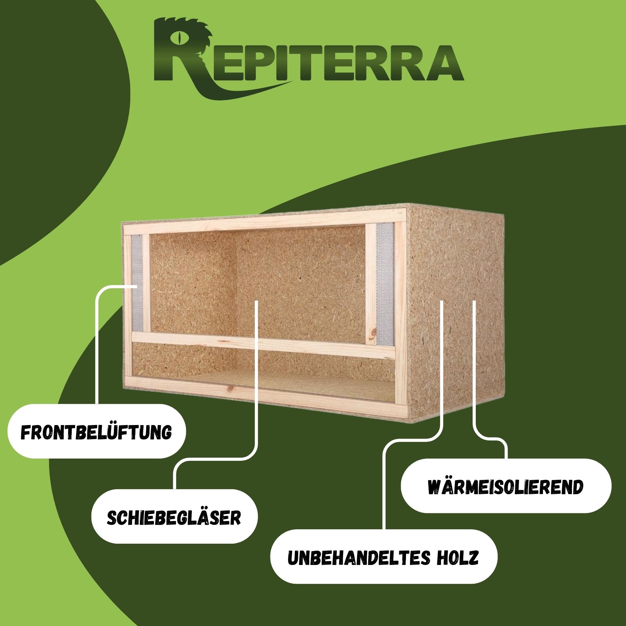 Repiterra Terrarium aus Holz mit Frontbelüftung 100x40x40 cm