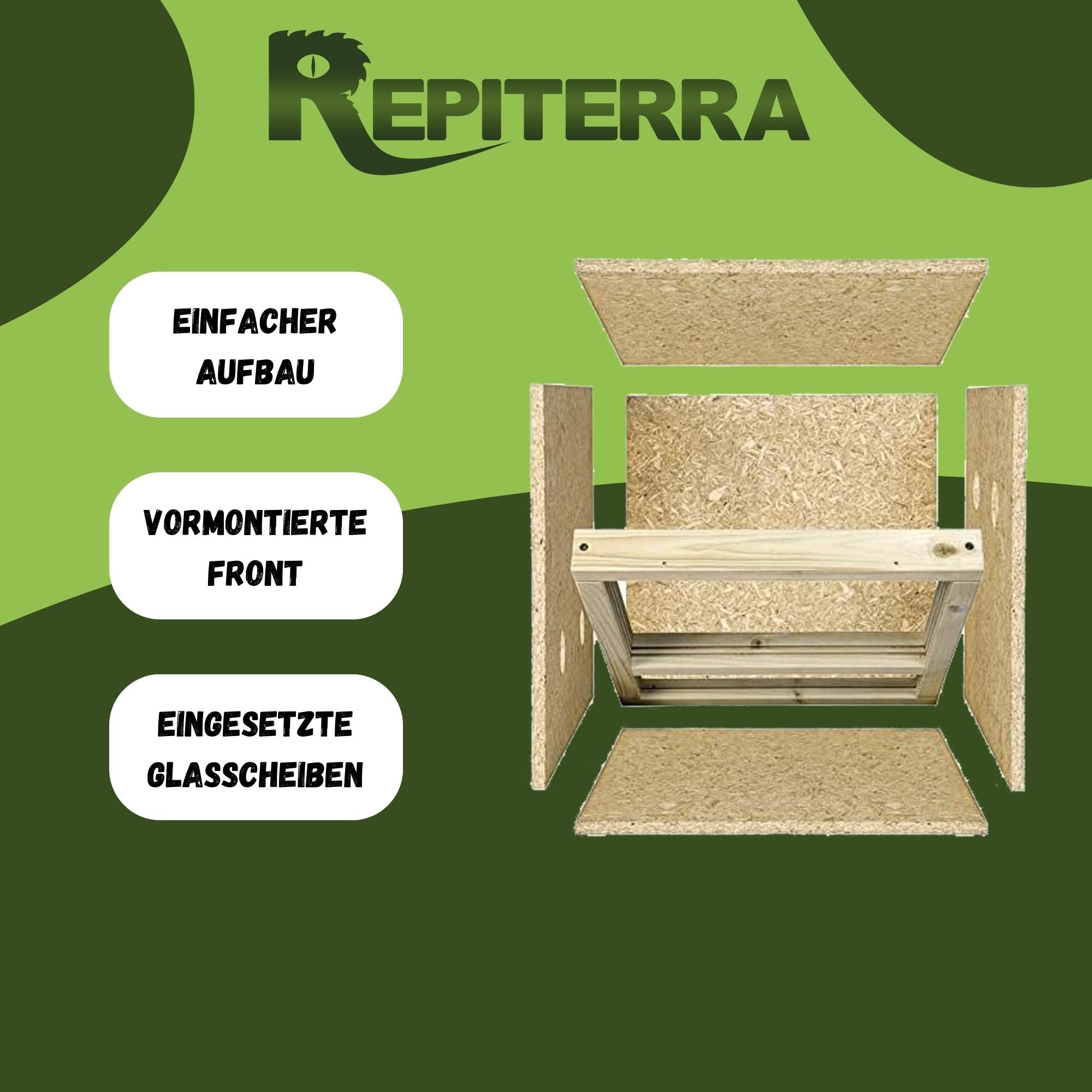 Repiterra Terrarium aus Holz mit Seitenbelüftung 40x40x40 cm