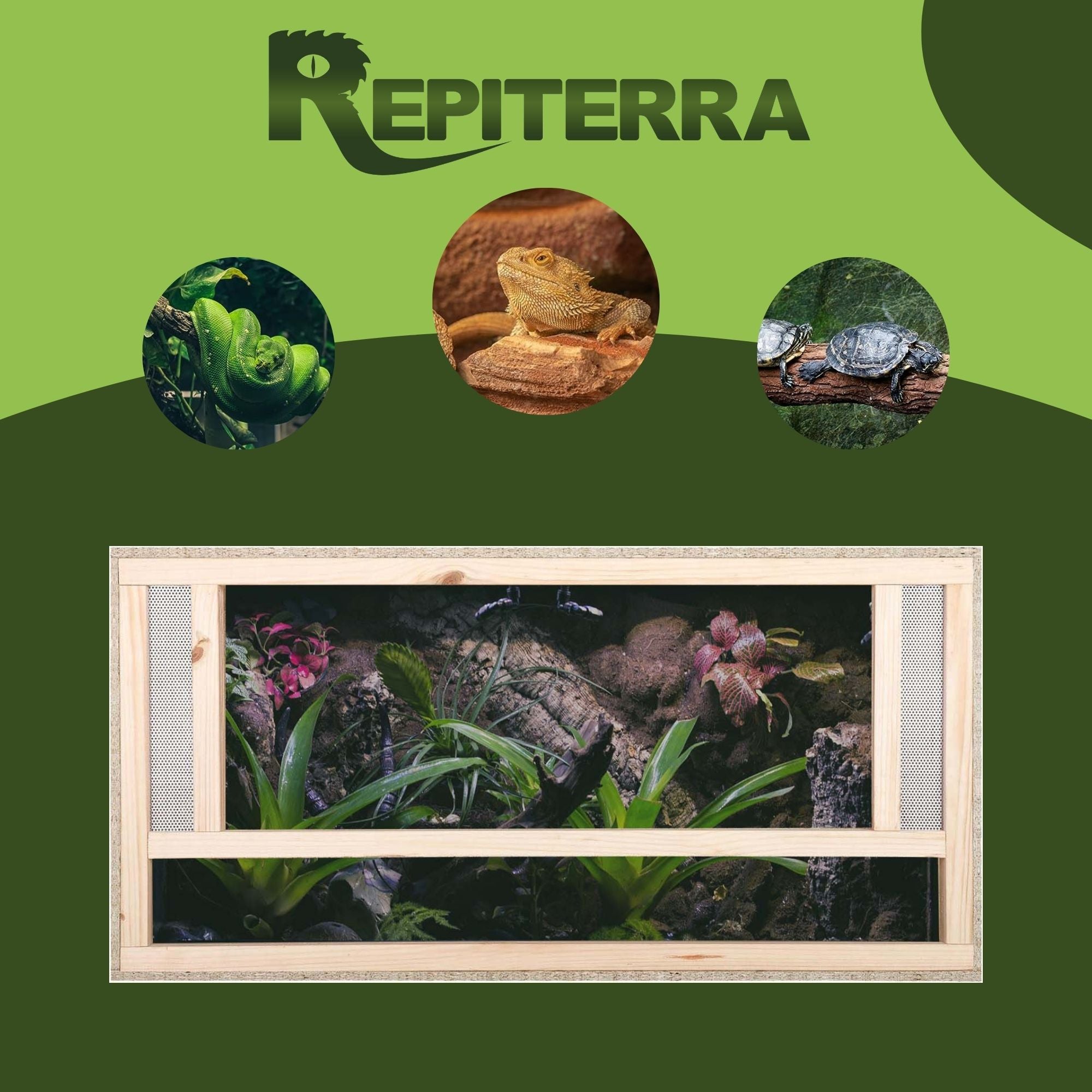 Repiterra Terrarium aus Holz mit Frontbelüftung 100x40x40 cm
