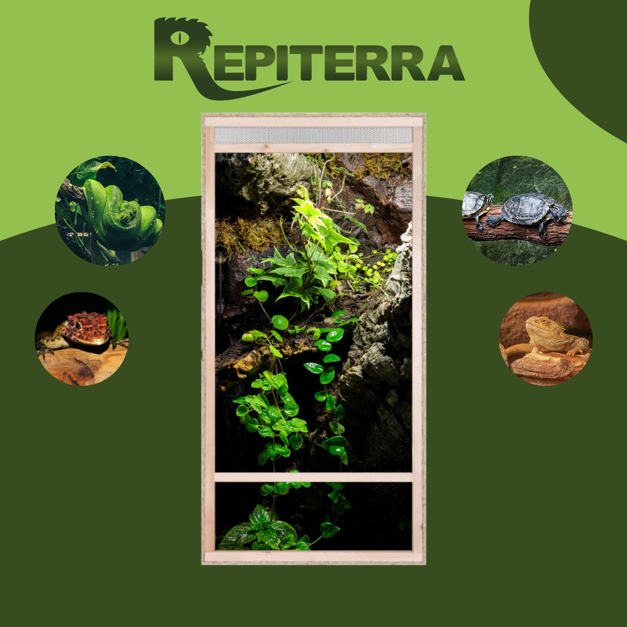 Repiterra Hochterrarium aus Holz mit Frontbelüftung 60x120x60 cm