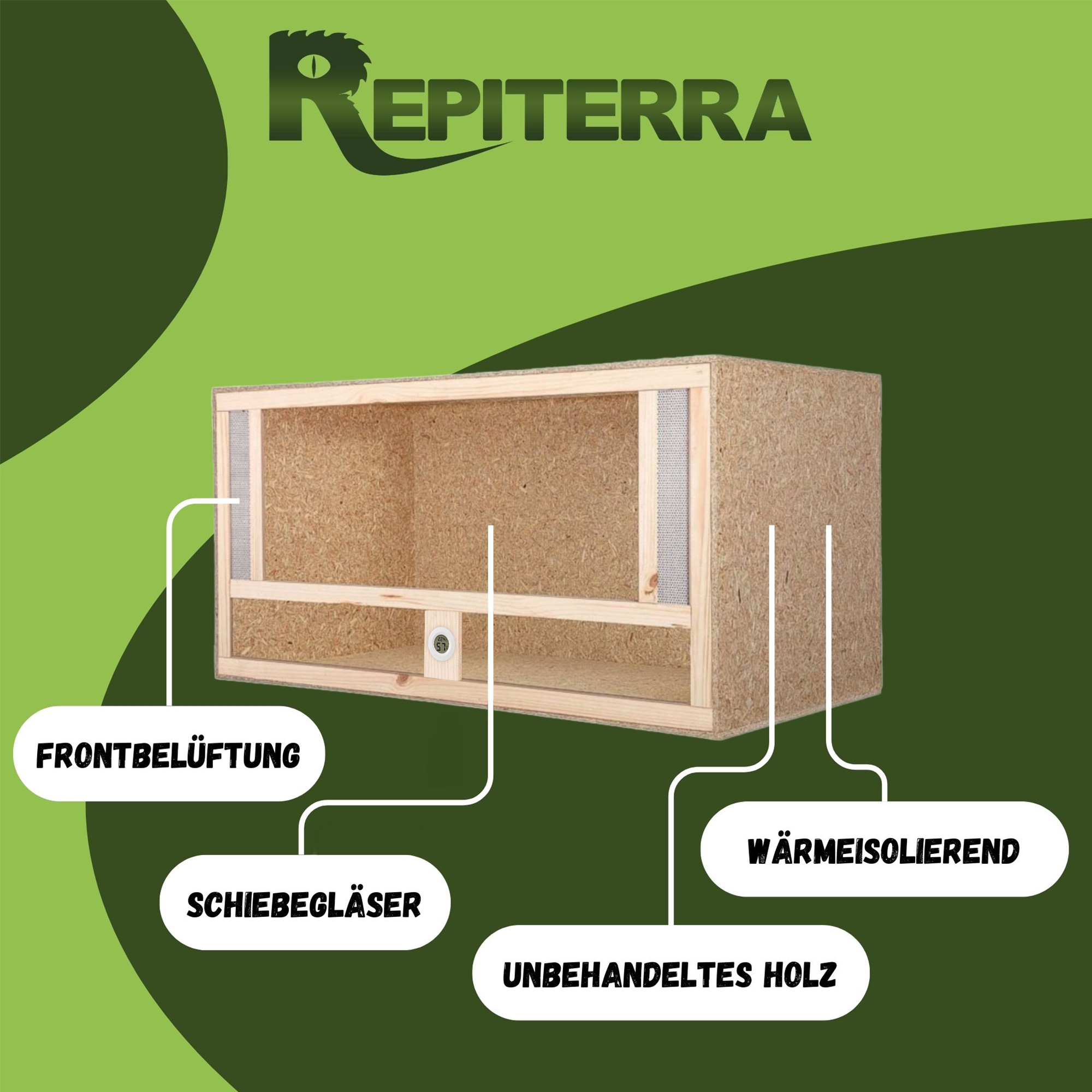 Repiterra Terrarium aus Holz mit Frontbelüftung 80x50x50 cm