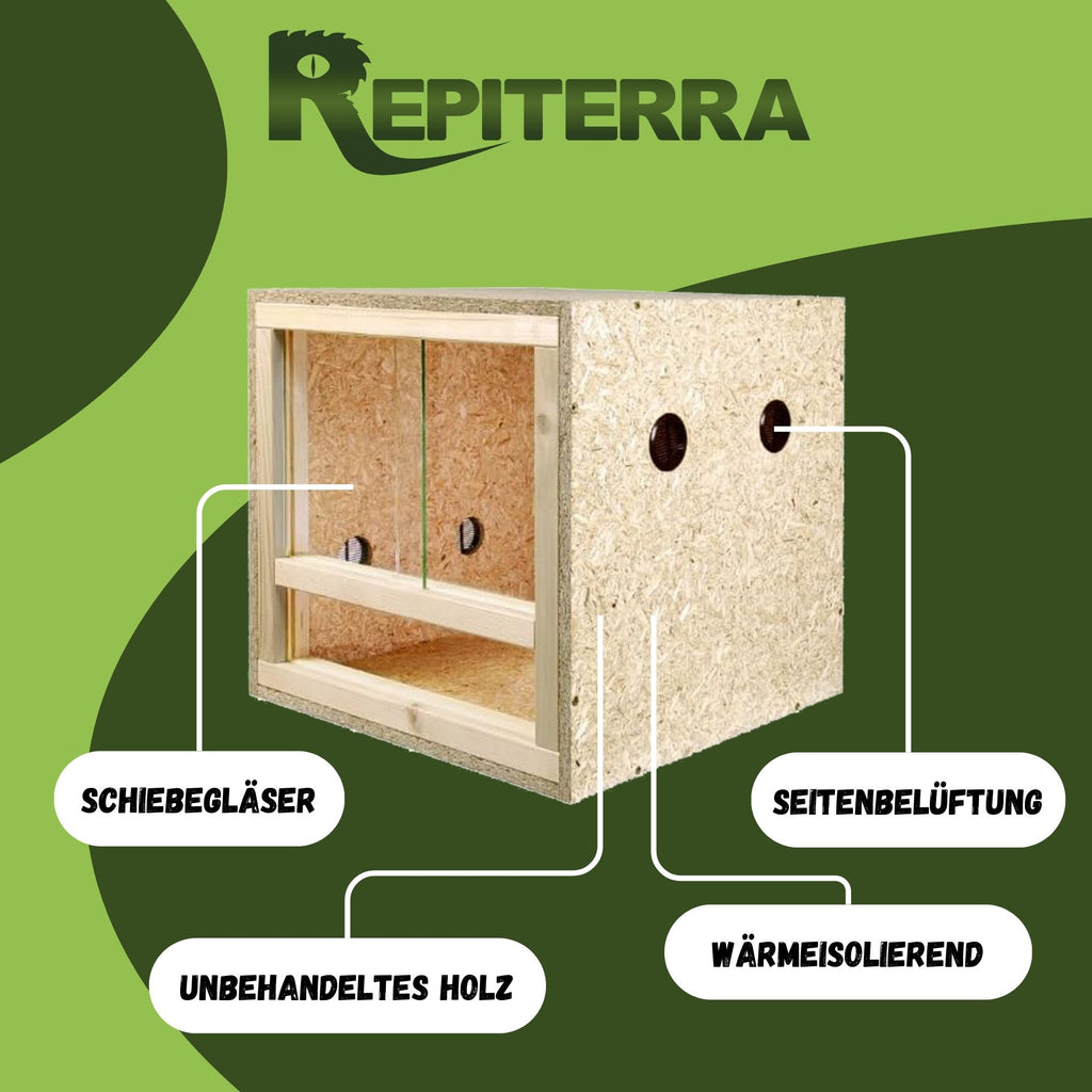 Repiterra Terrarium aus Holz mit Seitenbelüftung 40x40x40 cm