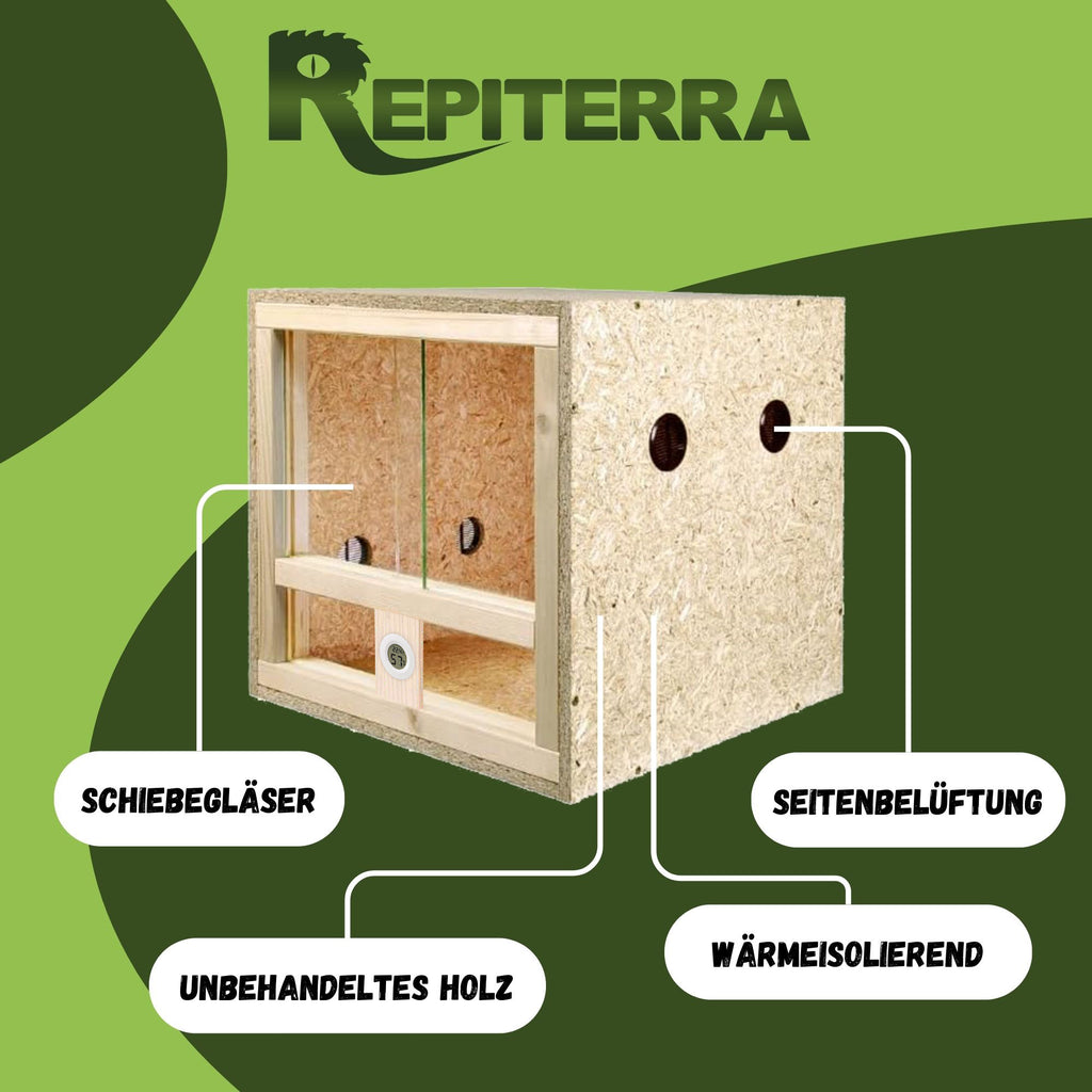 Repiterra Terrarium aus Holz mit Seitenbelüftung 40x40x40 cm