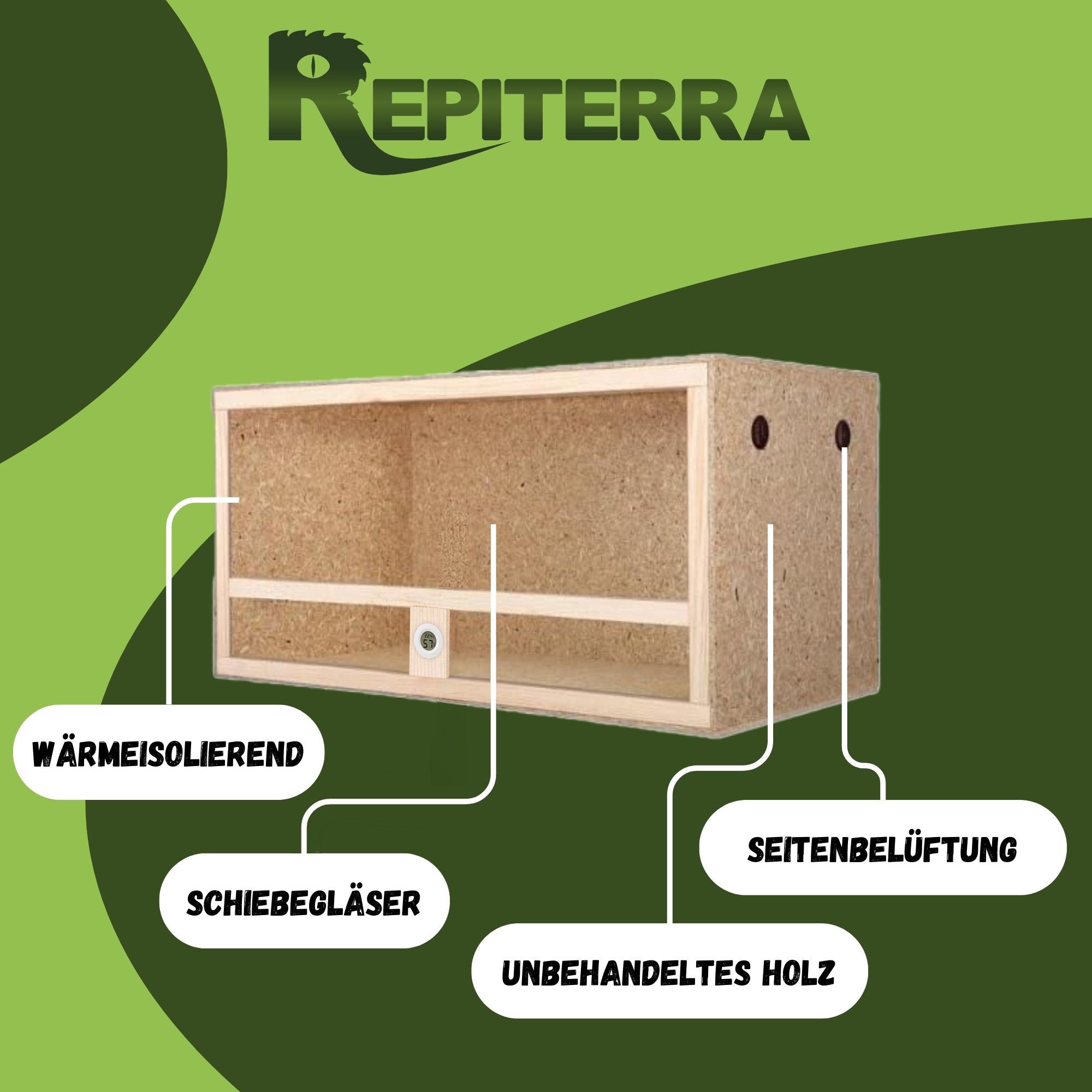 Repiterra Terrarium aus Holz mit Seitenbelüftung 80x50x50 cm