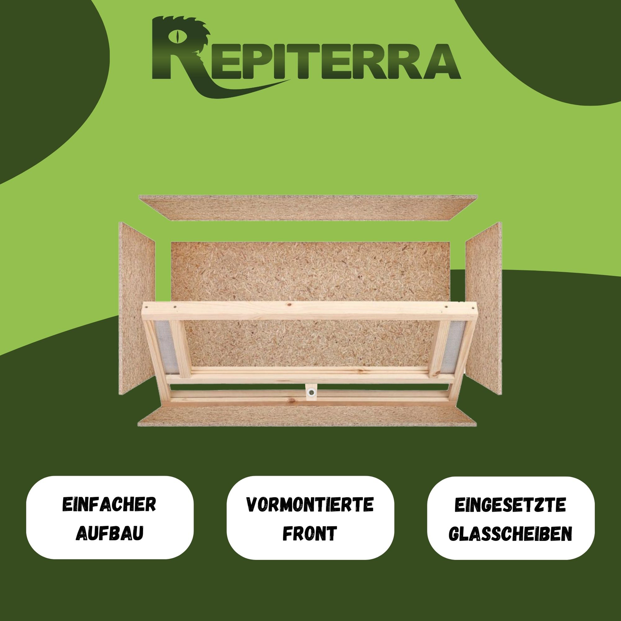 Repiterra Terrarium aus Holz mit Frontbelüftung 80x50x50 cm