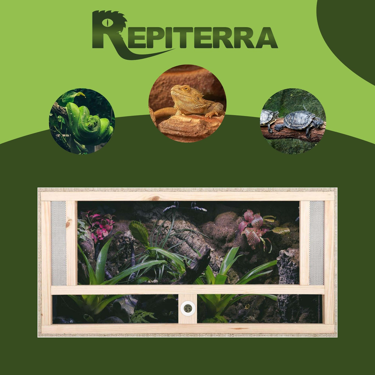 Repiterra Terrarium aus Holz mit Frontbelüftung 100x40x40 cm