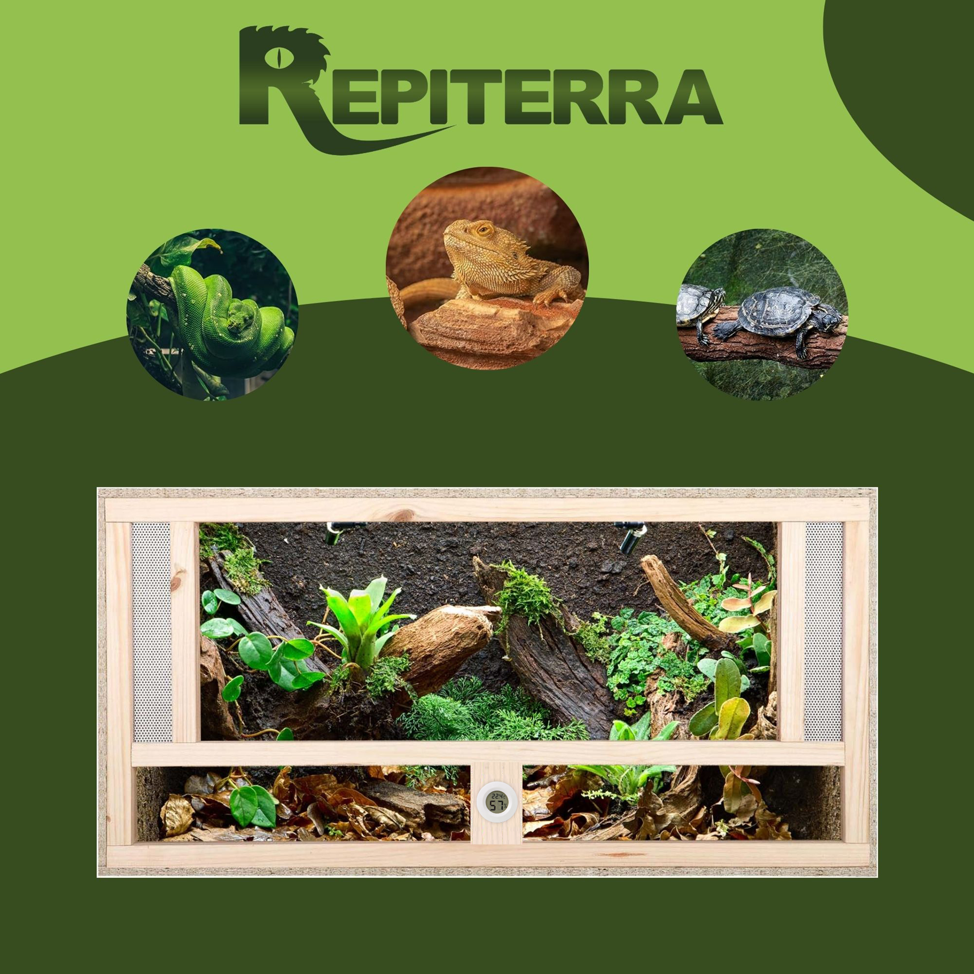 Repiterra Terrarium aus Holz mit Frontbelüftung 80x40x40 cm