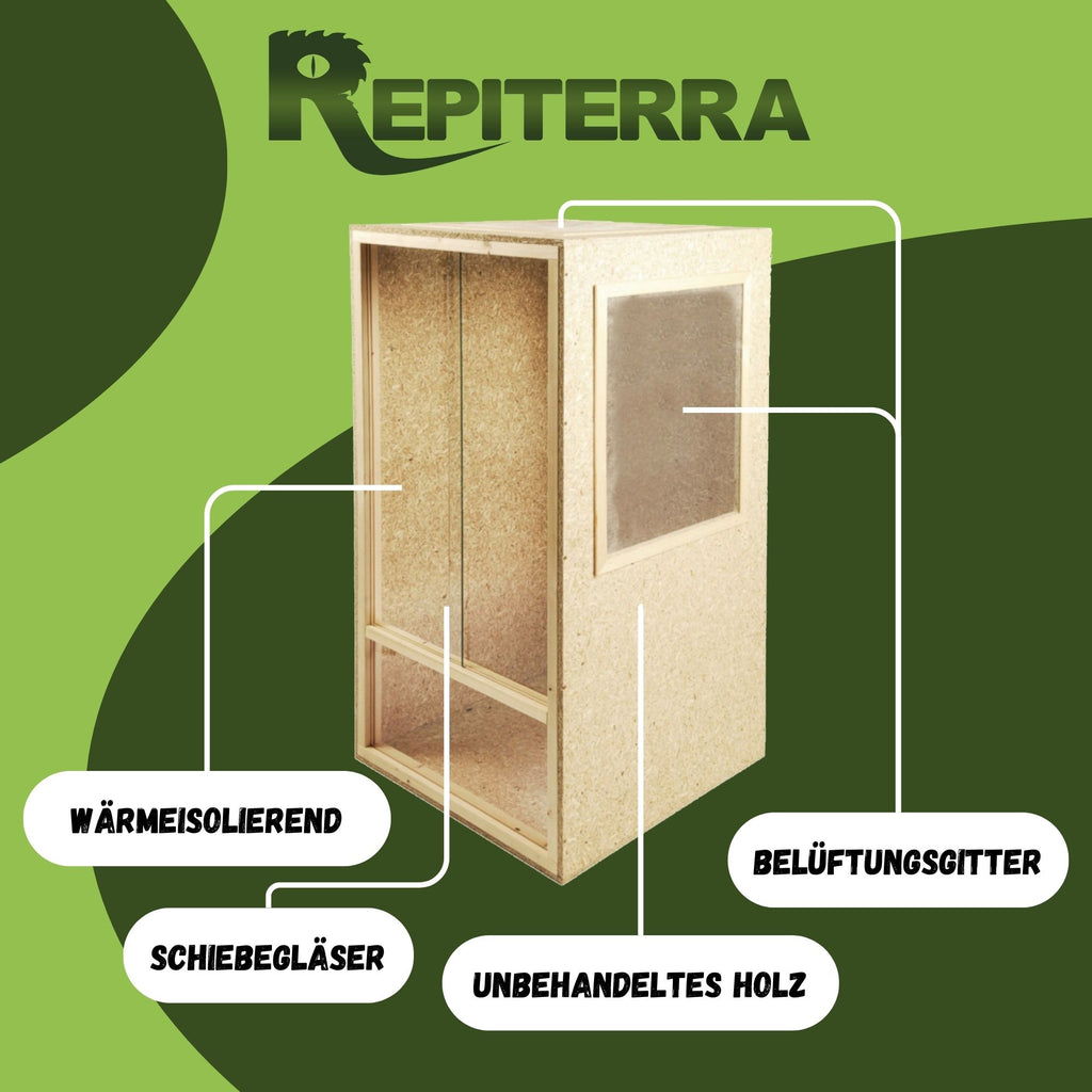 Repiterra Hochterrarium aus Holz mit Oberbelüftung und Seitenbelüftung 60x120x60 cm