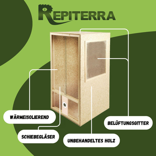 Repiterra Hochterrarium aus Holz mit Oberbelüftung und Seitenbelüftung 60x120x60 cm