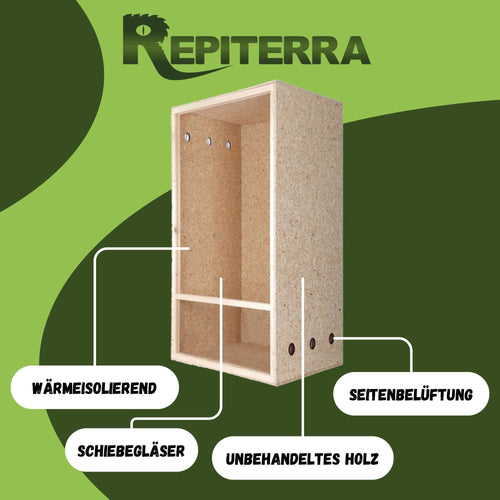 Repiterra Hochterrarium aus Holz mit Seitenbelüftung 60x120x60 cm