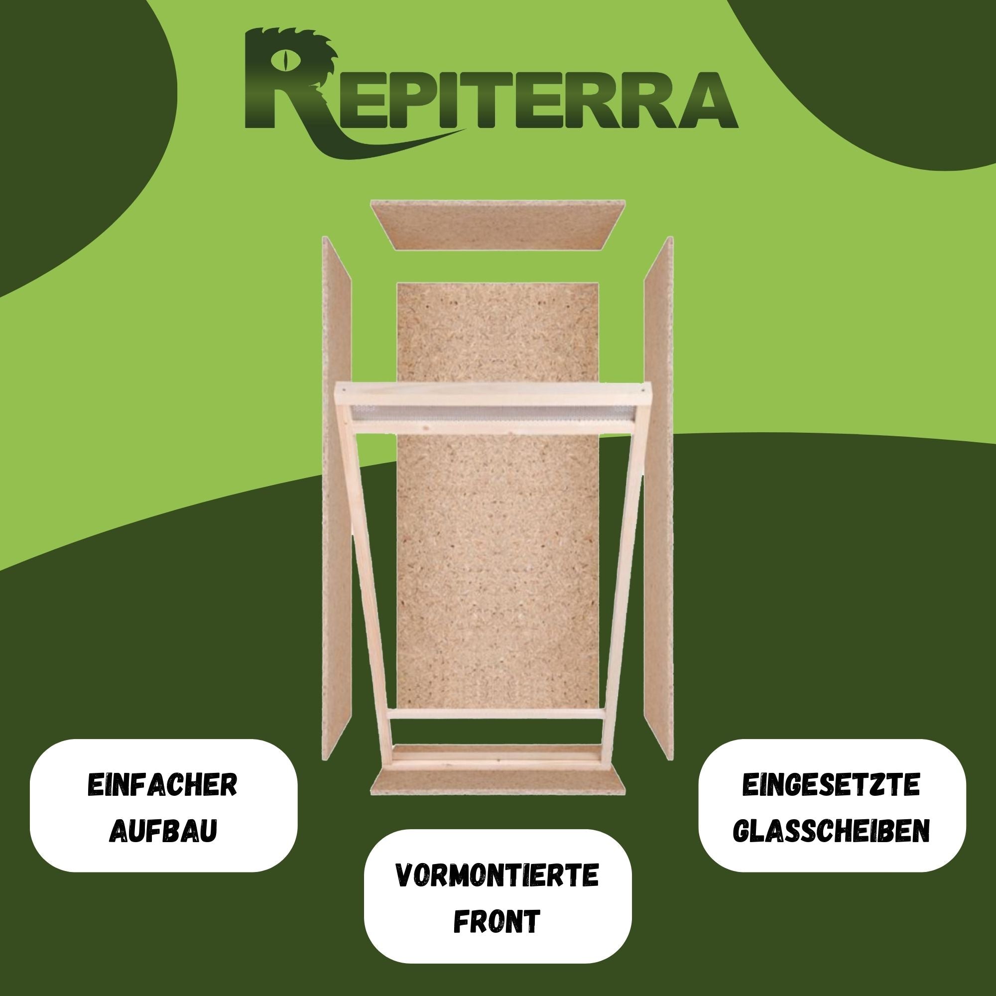 Repiterra Hochterrarium aus Holz mit Frontbelüftung 60x120x60 cm