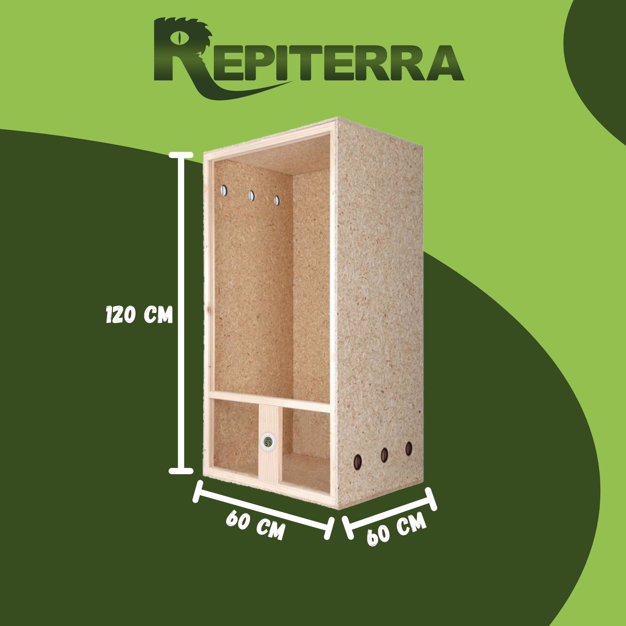 Repiterra Hochterrarium aus Holz mit Seitenbelüftung 60x120x60 cm